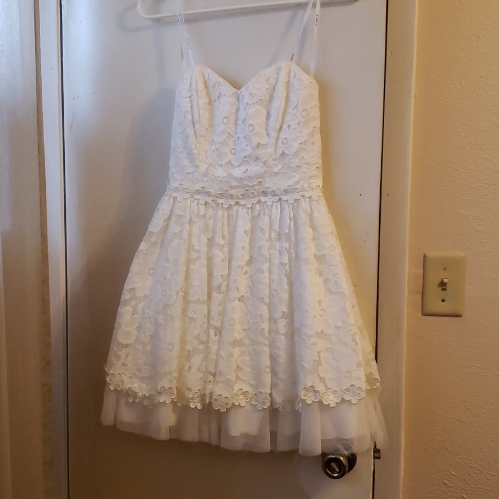 B darlin white strapless dress